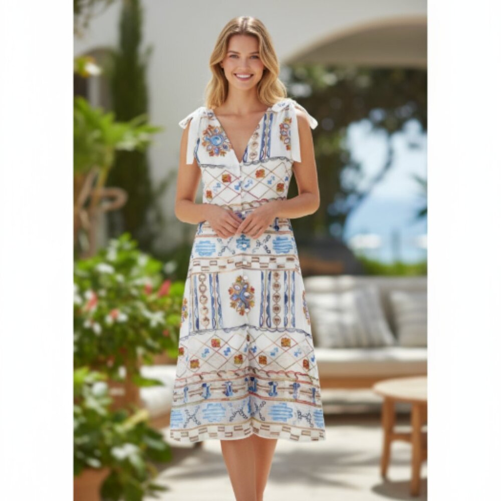 NWT ALI & JAY La Cita Embroidered Chiffon Midi Dress